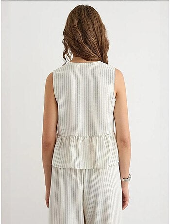 Blusa sin mangas con cuello redondo a rayas