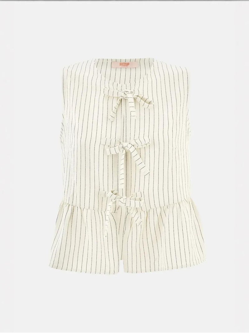 Blusa sin mangas con cuello redondo a rayas Blanco - Kiabi