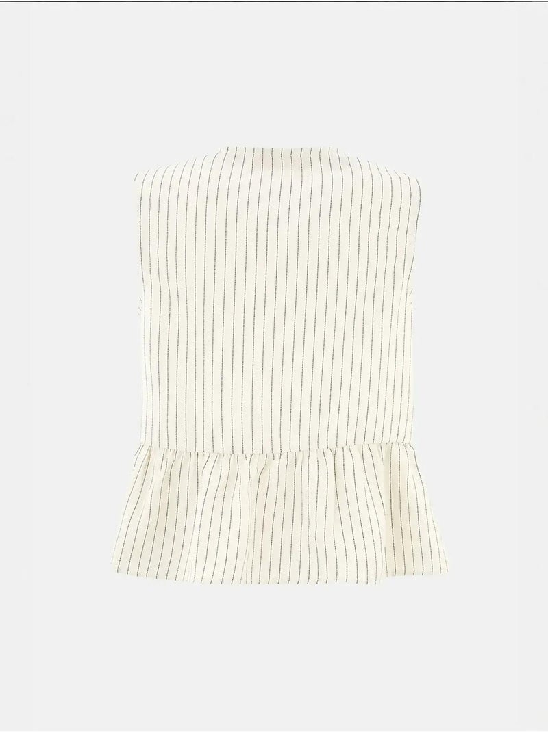 Blusa sin mangas con cuello redondo a rayas Blanco - Kiabi