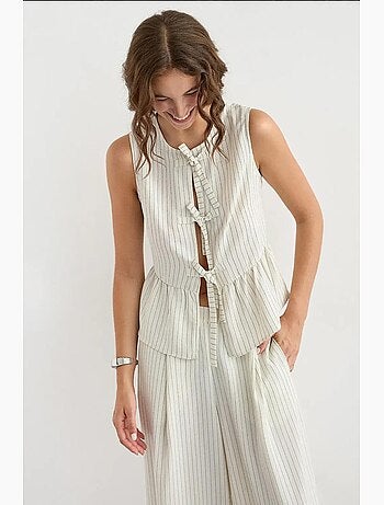 Blusa sin mangas con cuello redondo a rayas hiccup