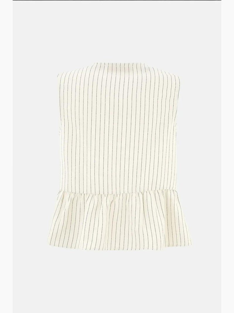 Blusa sin mangas con cuello redondo a rayas hiccup Blanco - Kiabi