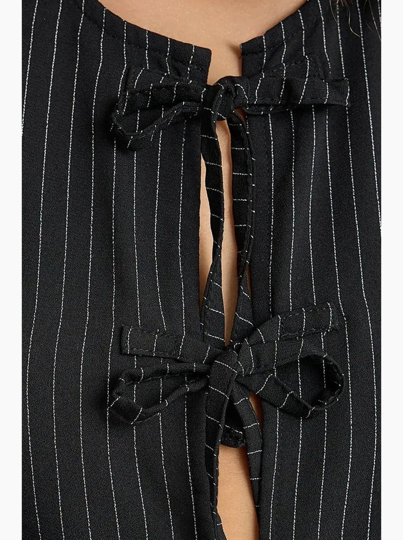 Blusa sin mangas con cuello redondo a rayas hiccup Negro - Kiabi
