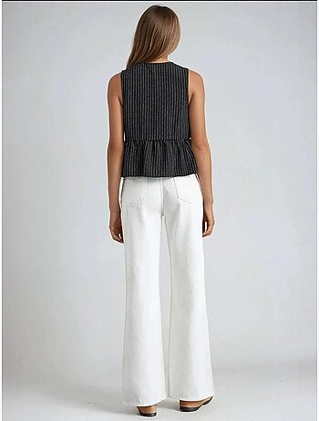 Blusa sin mangas con cuello redondo a rayas