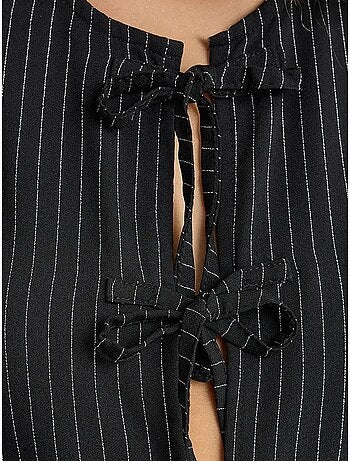 Blusa sin mangas con cuello redondo a rayas