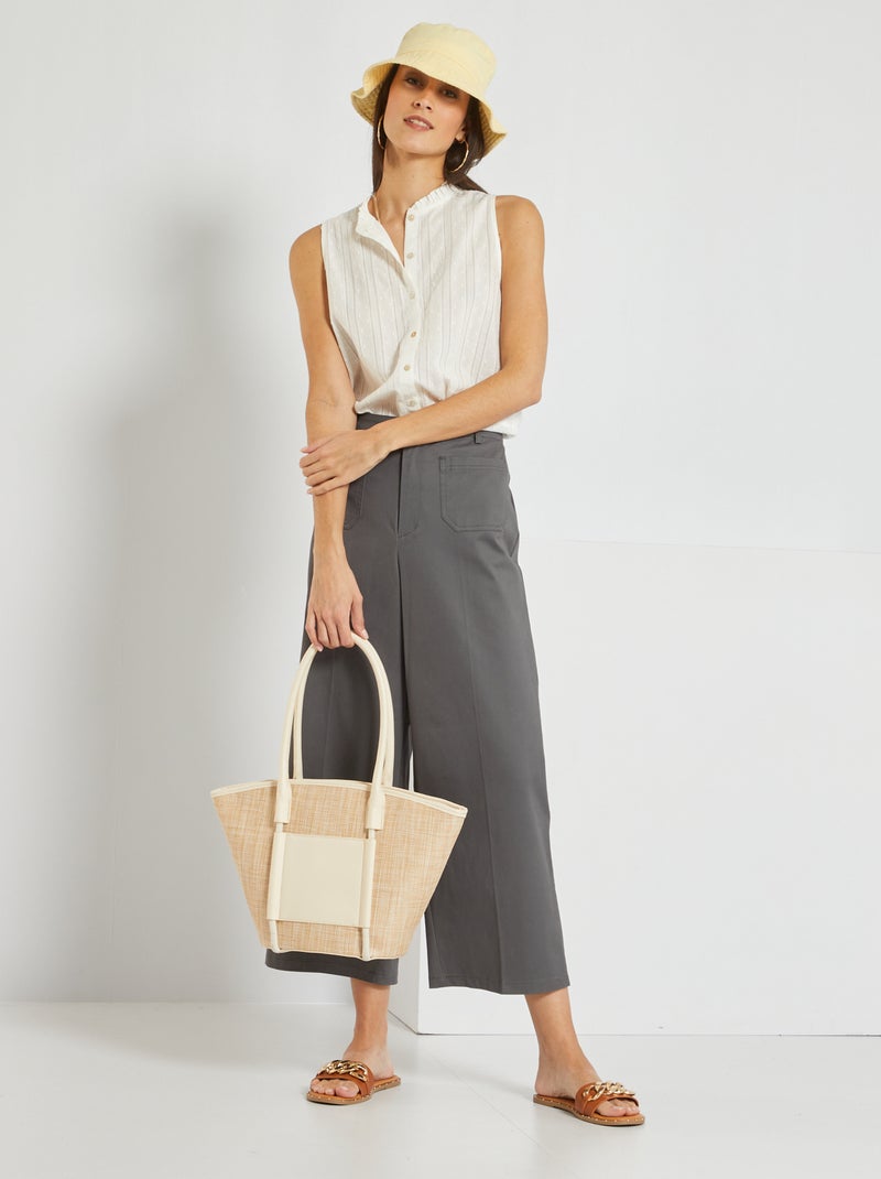Blusa sin mangas con plumeti Blanco - Kiabi