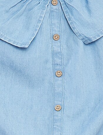 Blusa sin mangas con volante en el cuello