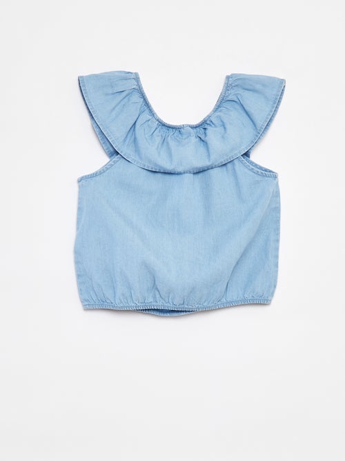 Blusa sin mangas con volante en el cuello - Kiabi