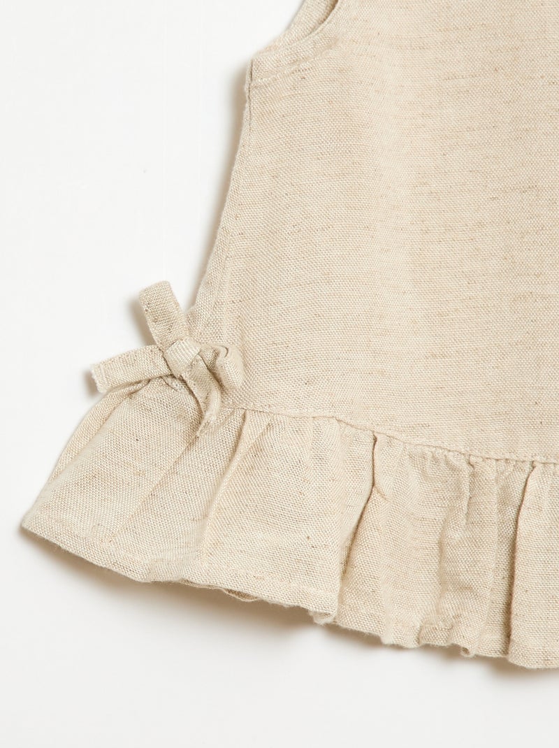 Blusa sin mangas con volantes y lazos Beige - Kiabi