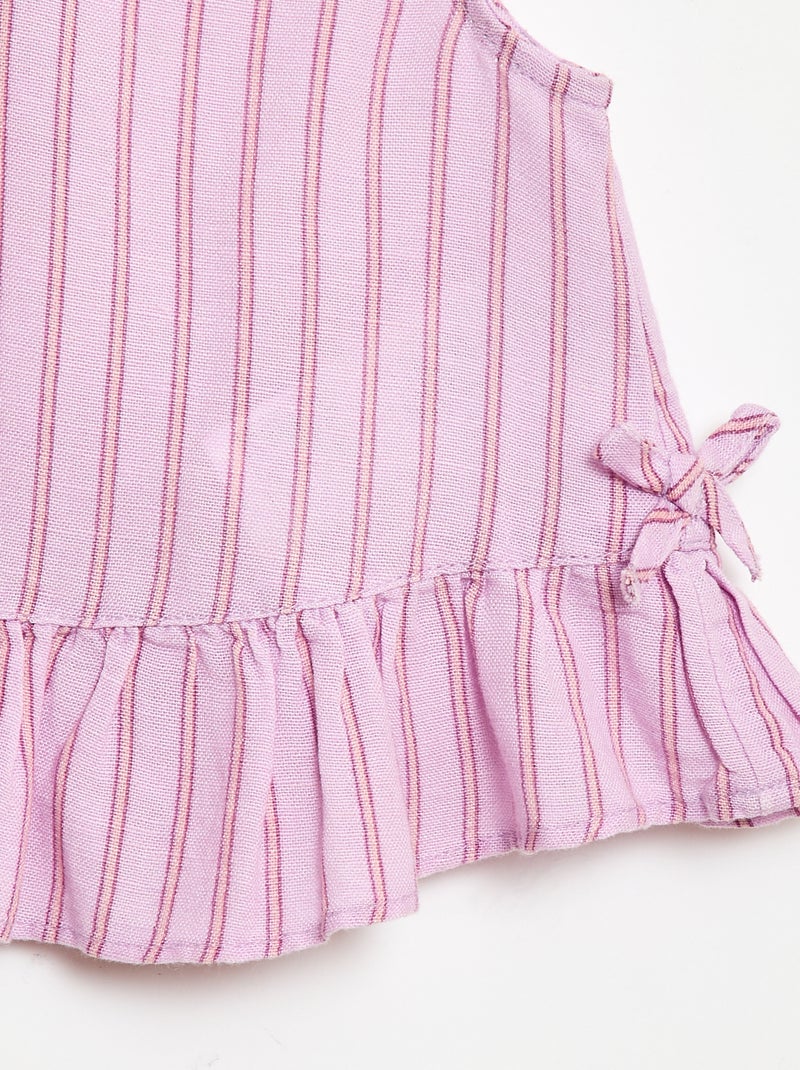 Blusa sin mangas con volantes y lazos Purpura - Kiabi