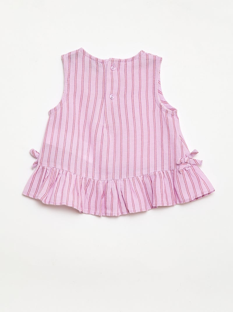 Blusa sin mangas con volantes y lazos Purpura - Kiabi