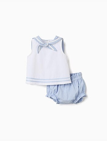 Blusa sin mangas + cubrepañal de algodón