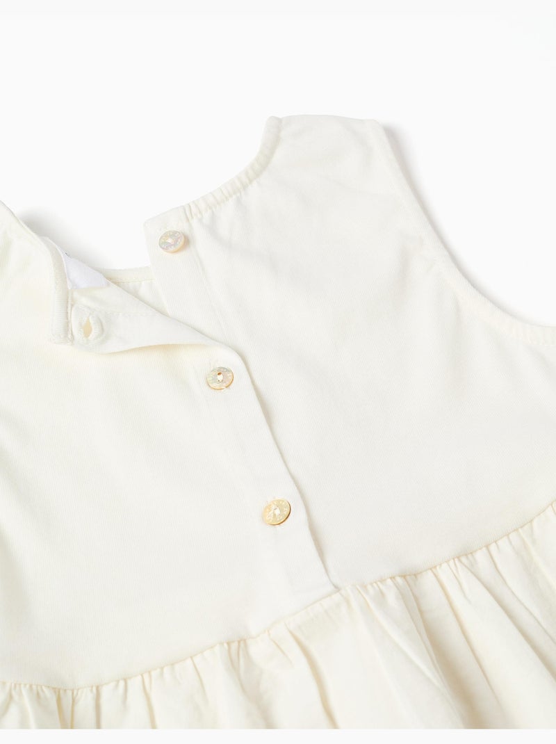 Blusa sin mangas de algodón con bordado inglés Beige claro - Kiabi