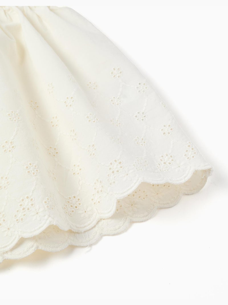 Blusa sin mangas de algodón con bordado inglés Beige claro - Kiabi
