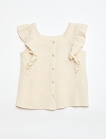 Blusa sin mangas de doble gasa de algodón