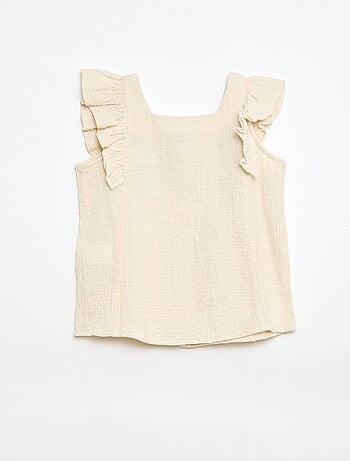 Blusa sin mangas de doble gasa de algodón