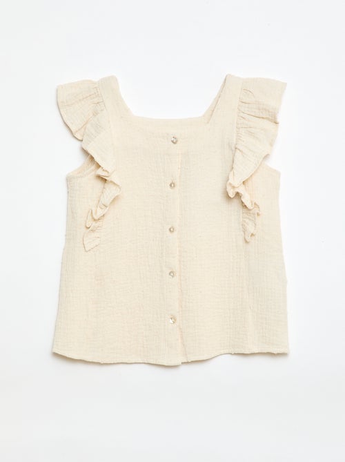 Blusa sin mangas de doble gasa de algodón - Kiabi