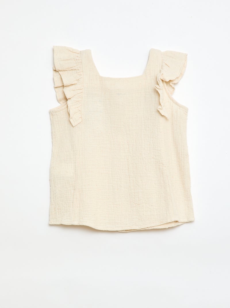 Blusa sin mangas de doble gasa de algodón Blanco - Kiabi