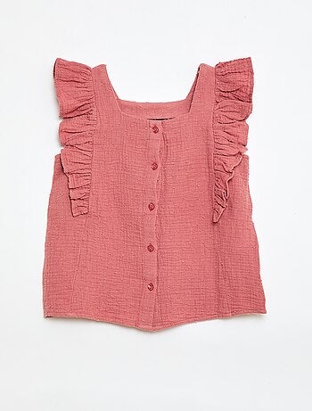 Blusa sin mangas de doble gasa de algodón