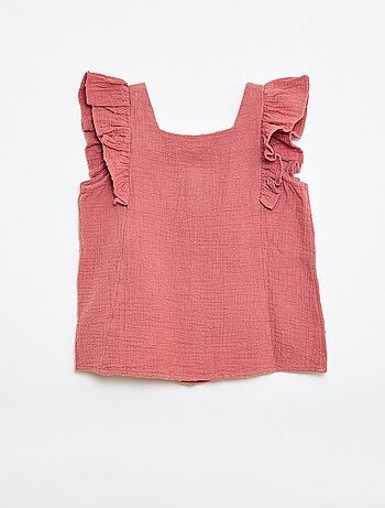 Blusa sin mangas de doble gasa de algodón