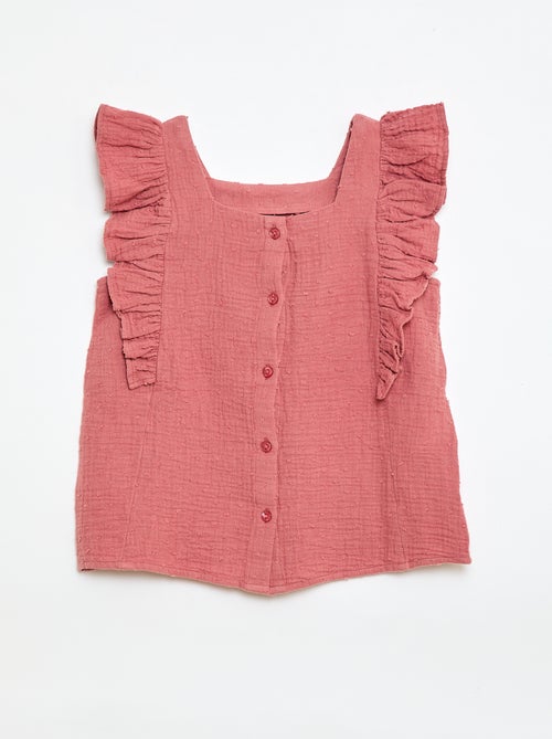 Blusa sin mangas de doble gasa de algodón - Kiabi