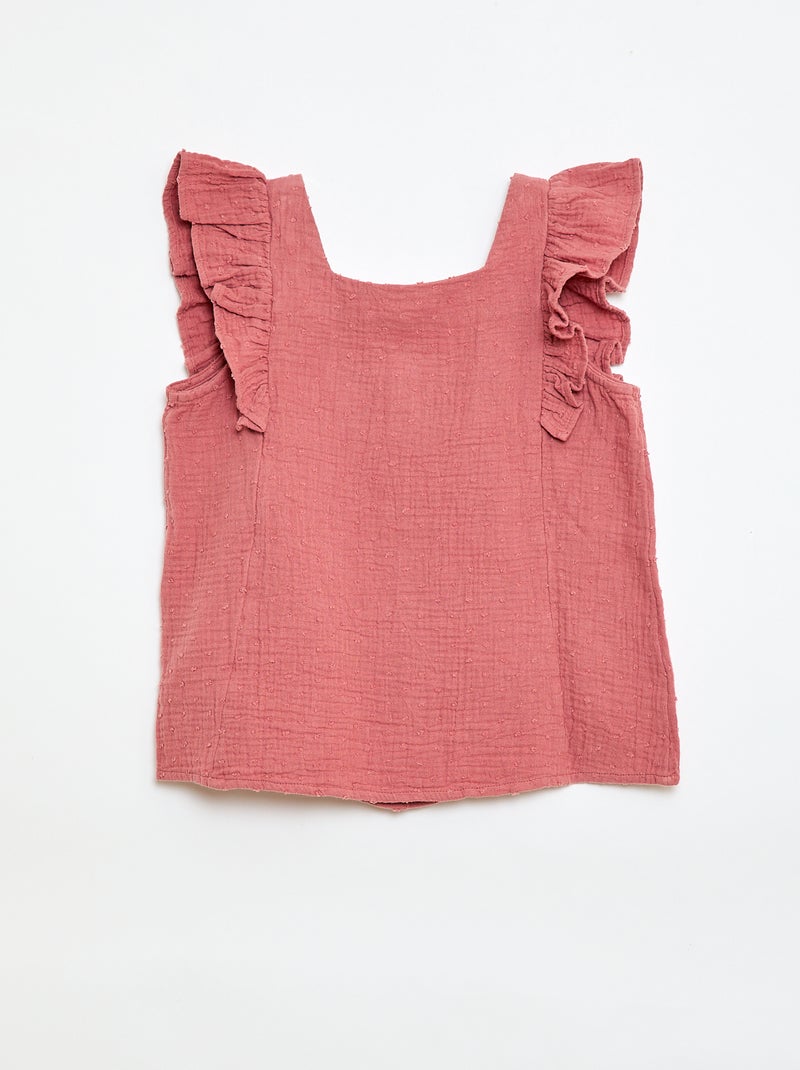 Blusa sin mangas de doble gasa de algodón Rosa - Kiabi