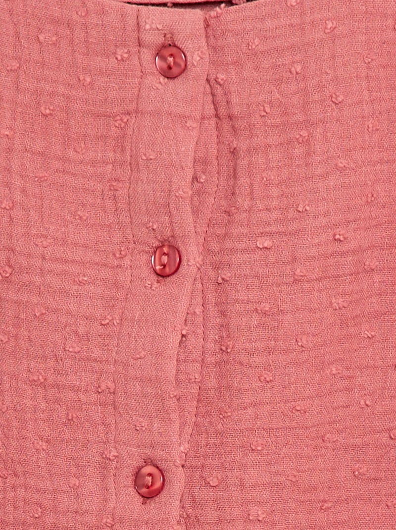 Blusa sin mangas de doble gasa de algodón Rosa - Kiabi