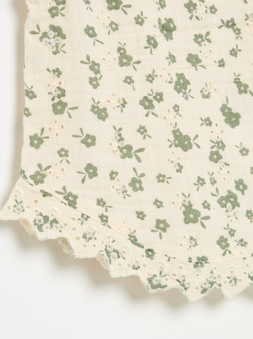 Blusa sin mangas de gasa de algodón con bordados ingleses - Kiabi