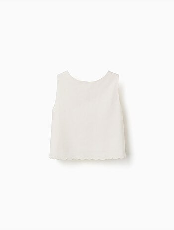 Blusa sin mangas de línea A con base festoneada