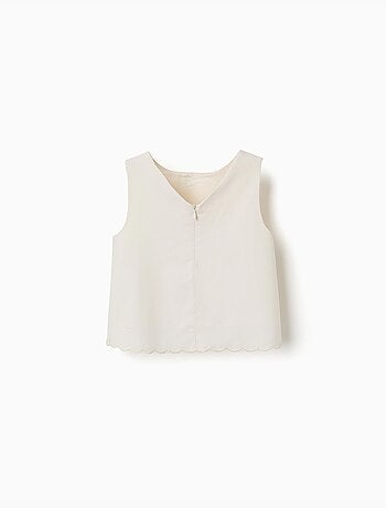 Blusa sin mangas de línea A con base festoneada