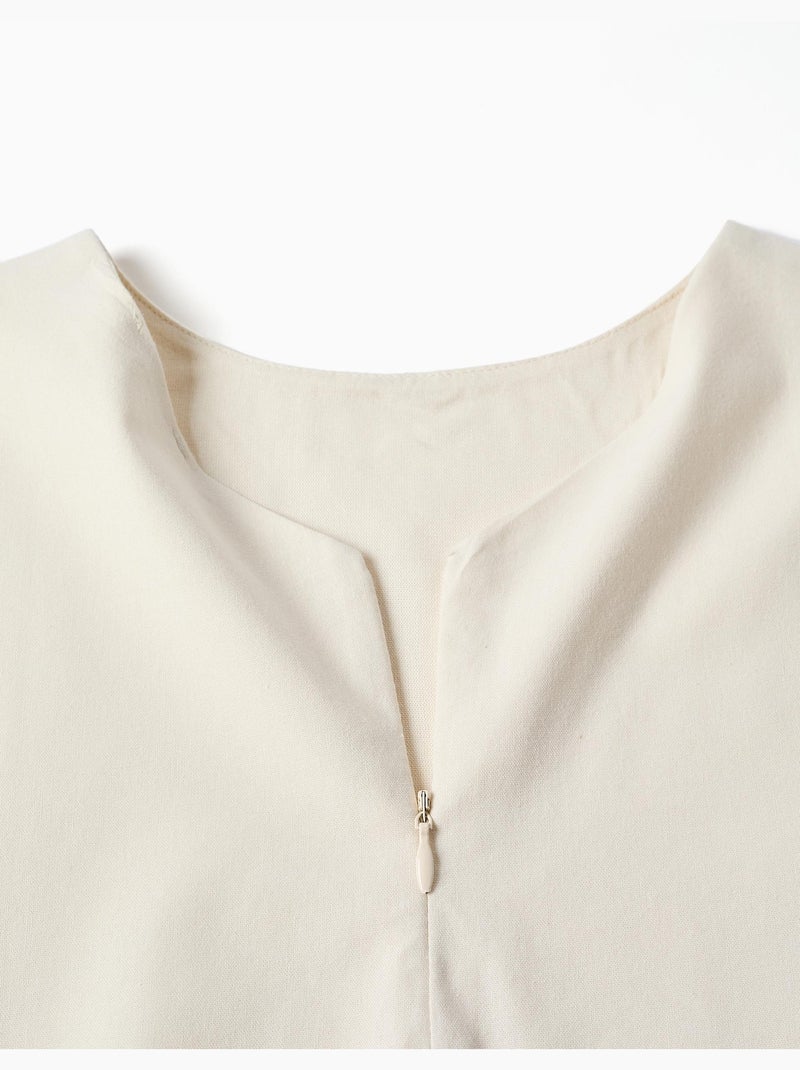 Blusa sin mangas de línea A con base festoneada Blanco - Kiabi