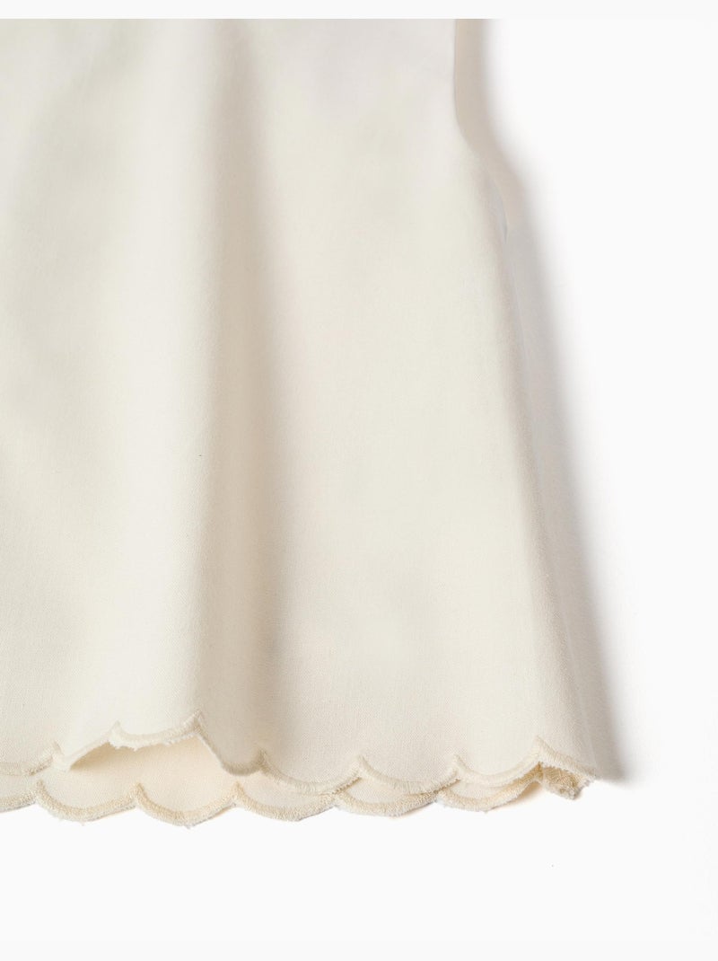 Blusa sin mangas de línea A con base festoneada Blanco - Kiabi