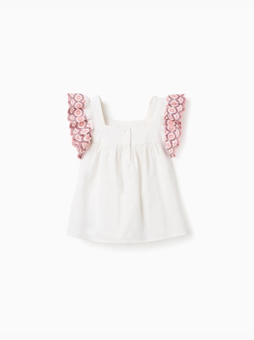 Blusa sin mangas de lino y algodón con volantes - Kiabi