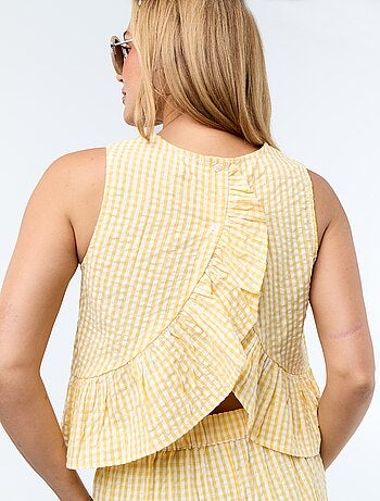 Blusa sin mangas de punto gofrado