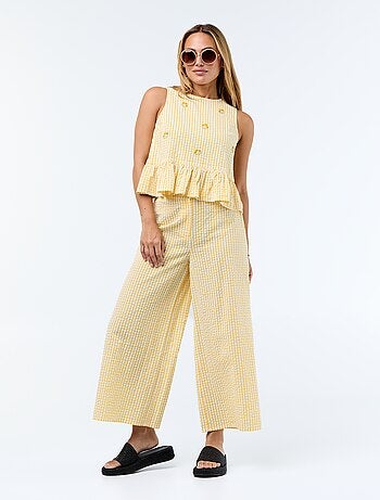 Blusa sin mangas de punto gofrado