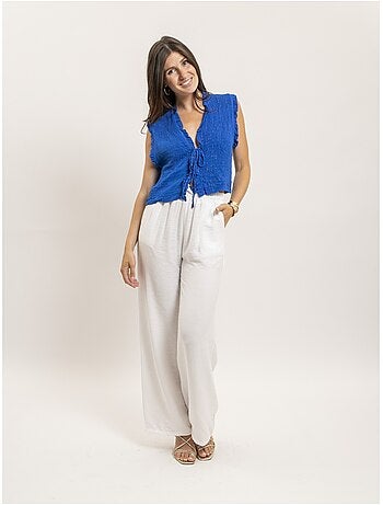 Blusa sin mangas fruncida OZAKIA