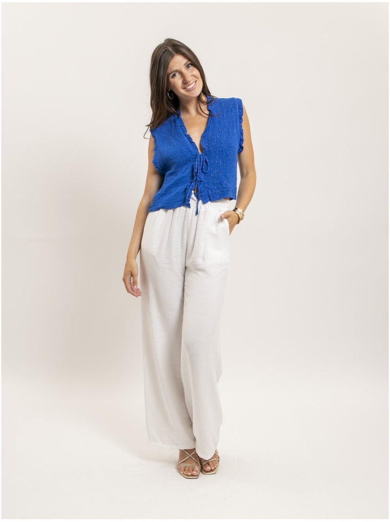 Blusa sin mangas fruncida OZAKIA Azul real - Kiabi