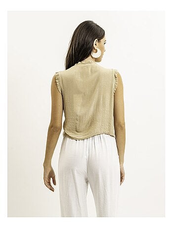 Blusa sin mangas fruncida OZAKIA
