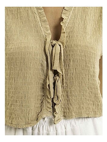 Blusa sin mangas fruncida OZAKIA