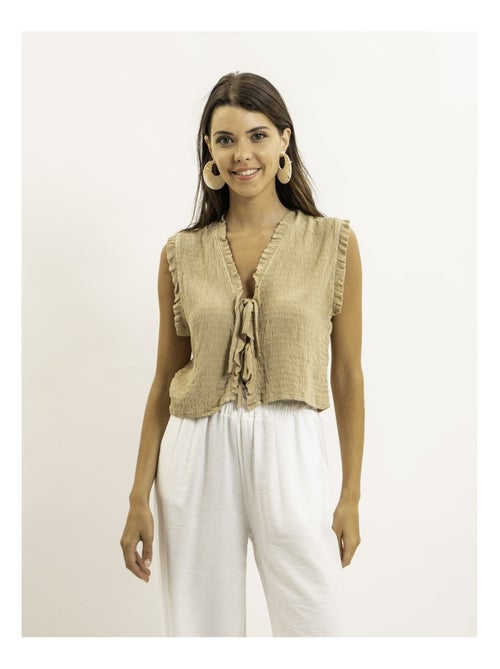Blusa sin mangas fruncida OZAKIA - Kiabi
