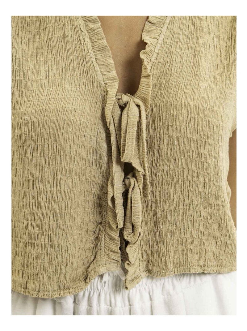 Blusa sin mangas fruncida OZAKIA Beige - Kiabi