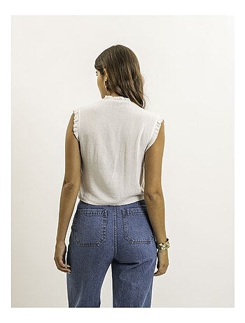 Blusa sin mangas fruncida OZAKIA