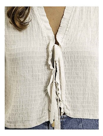 Blusa sin mangas fruncida OZAKIA