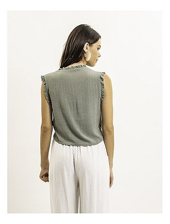 Blusa sin mangas fruncida OZAKIA