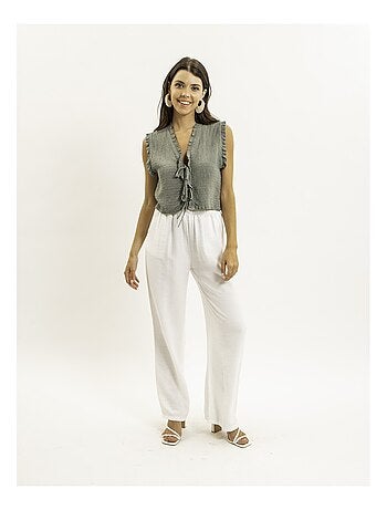 Blusa sin mangas fruncida OZAKIA