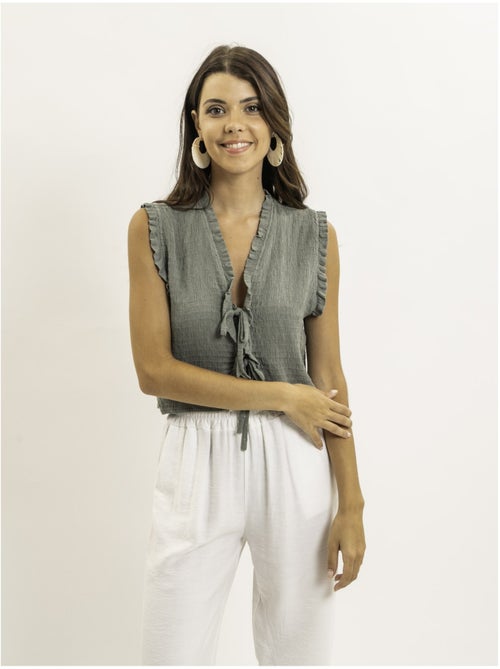 Blusa sin mangas fruncida OZAKIA - Kiabi