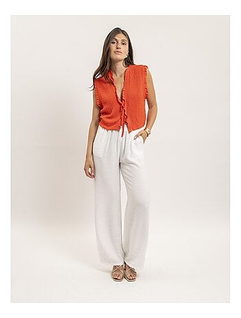 Blusa sin mangas fruncida OZAKIA