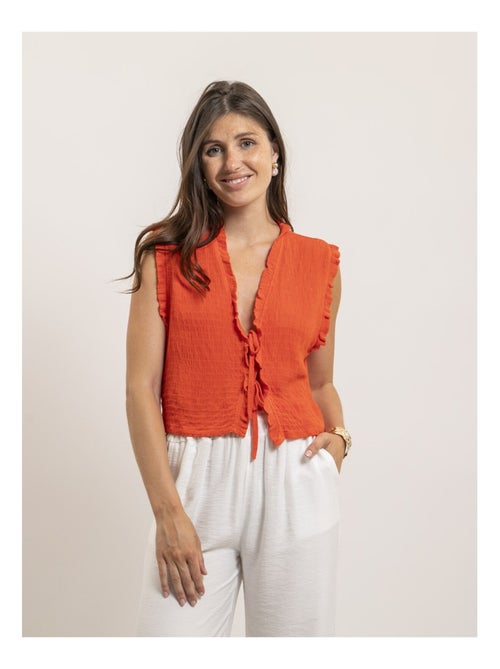 Blusa sin mangas fruncida OZAKIA - Kiabi