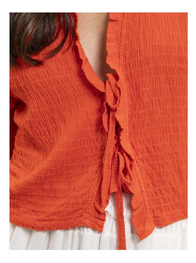 Blusa sin mangas fruncida OZAKIA Naranja - Kiabi