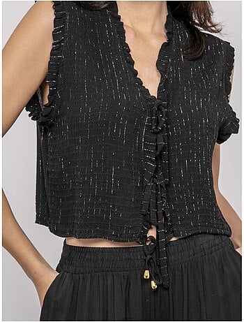 Blusa sin mangas fruncida OZAKIA