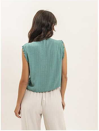 Blusa sin mangas fruncida OZAKIA